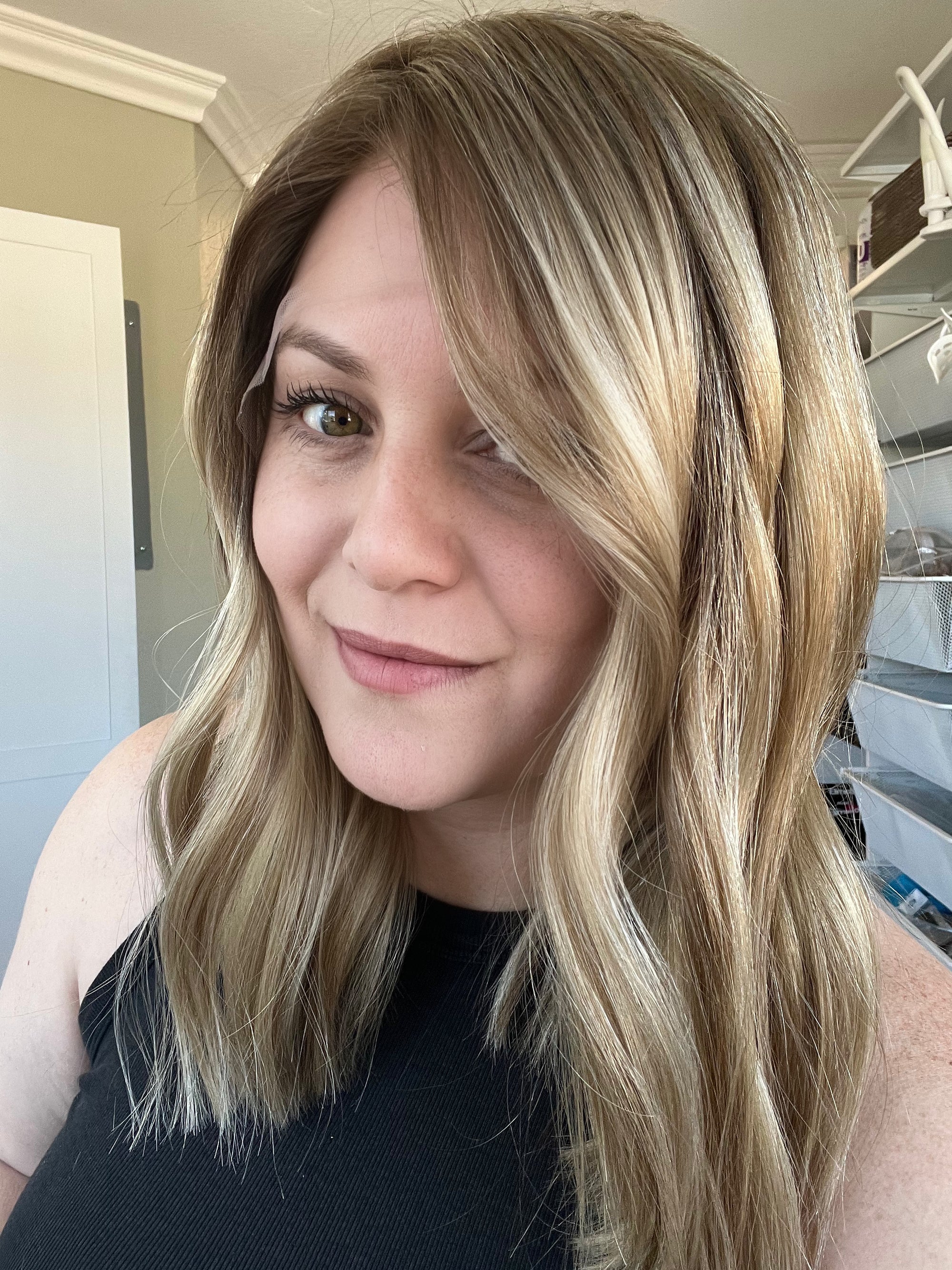 "Lainey" 16' Transparent Lace Front and Top Wig