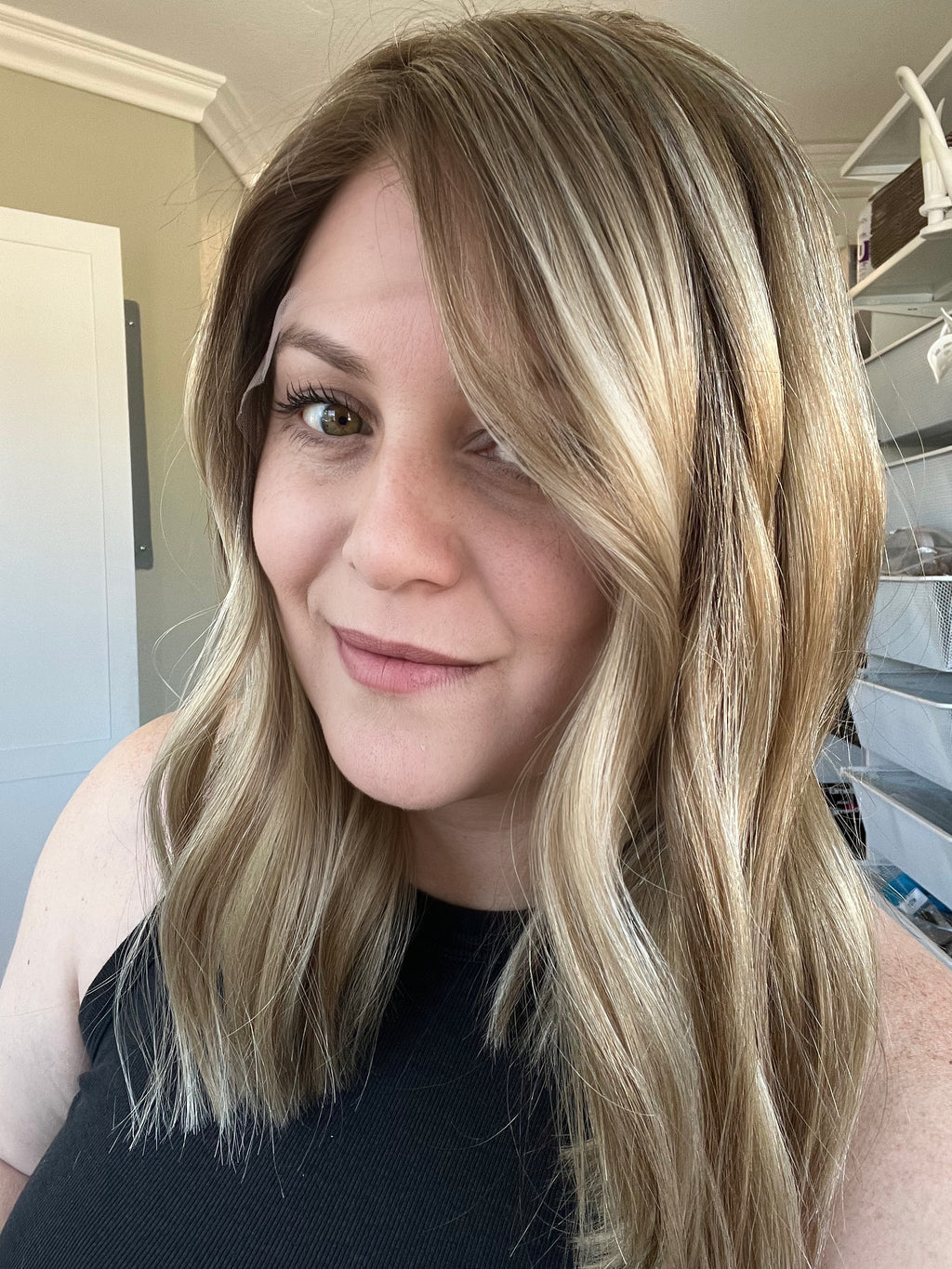 "Lainey" 16' Transparent Lace Front and Top Wig