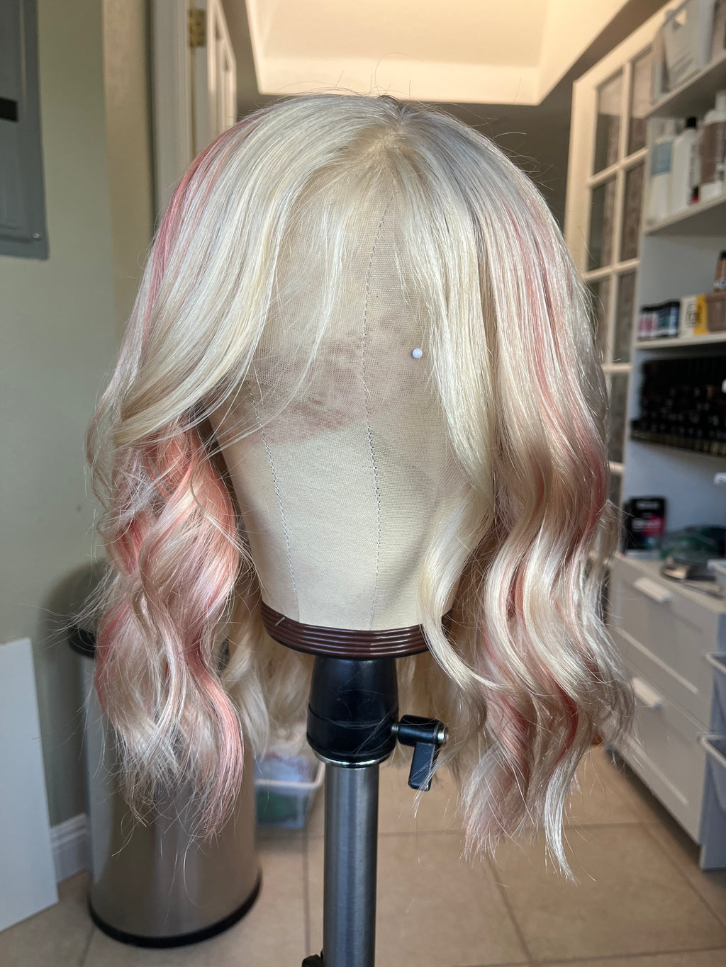 "Pink" 14" Size Large Transparent Lace Frontal No Ear Tabs