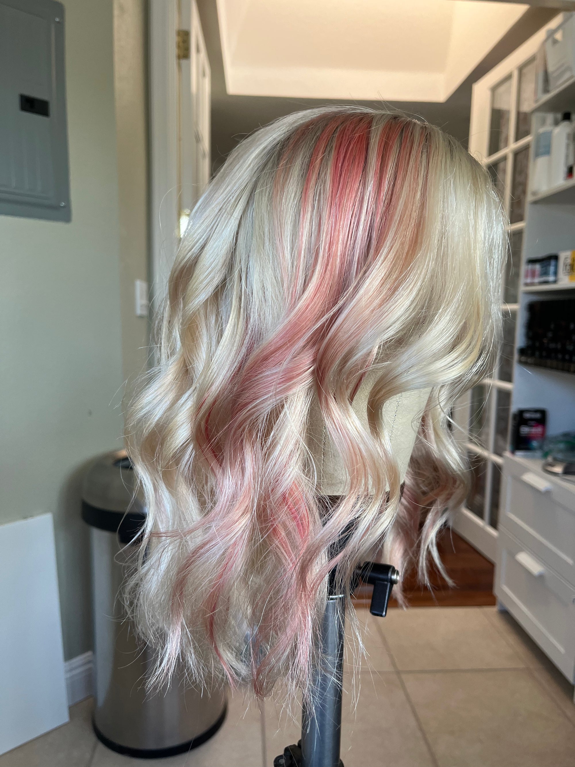 "Pink" 14" Size Large Transparent Lace Frontal No Ear Tabs