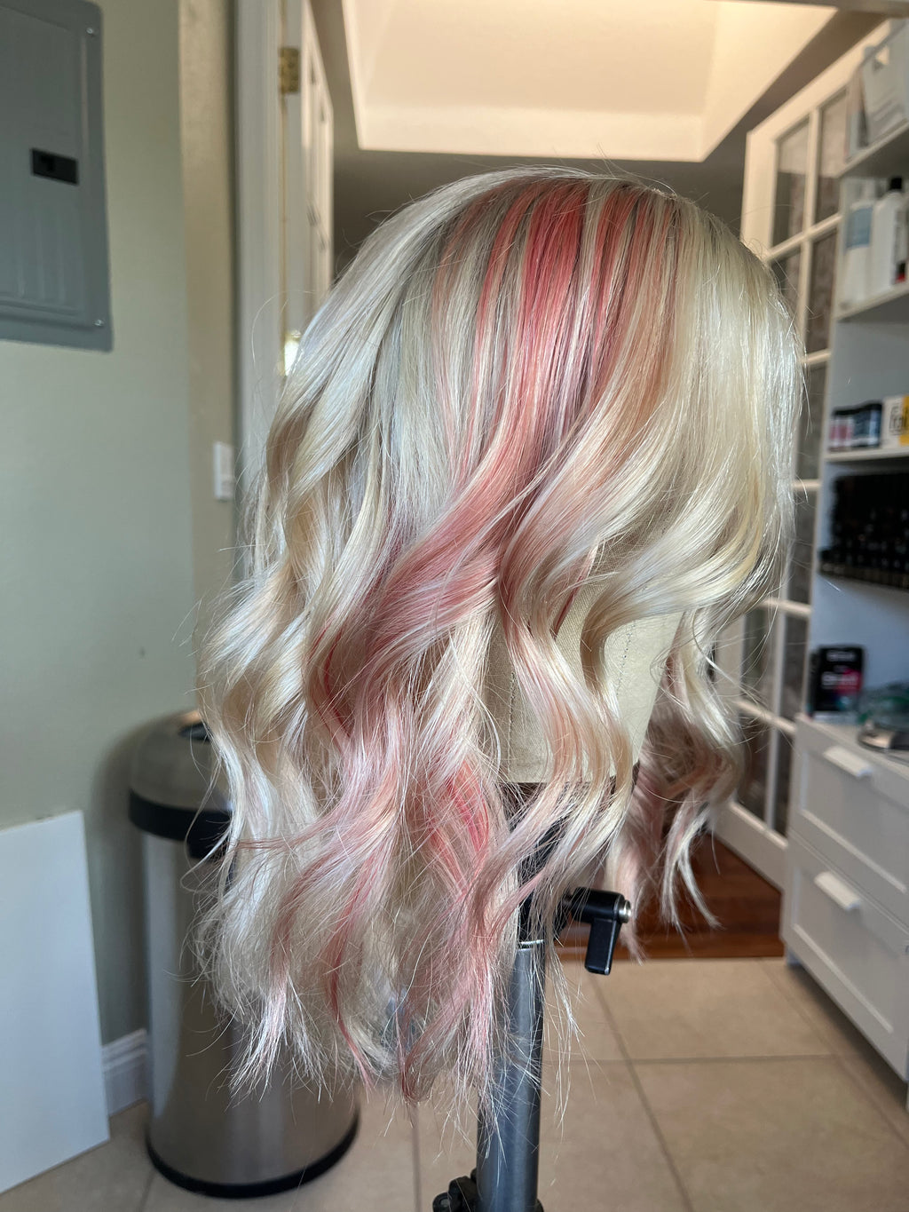 "Pink" 14" Size Large Transparent Lace Frontal No Ear Tabs