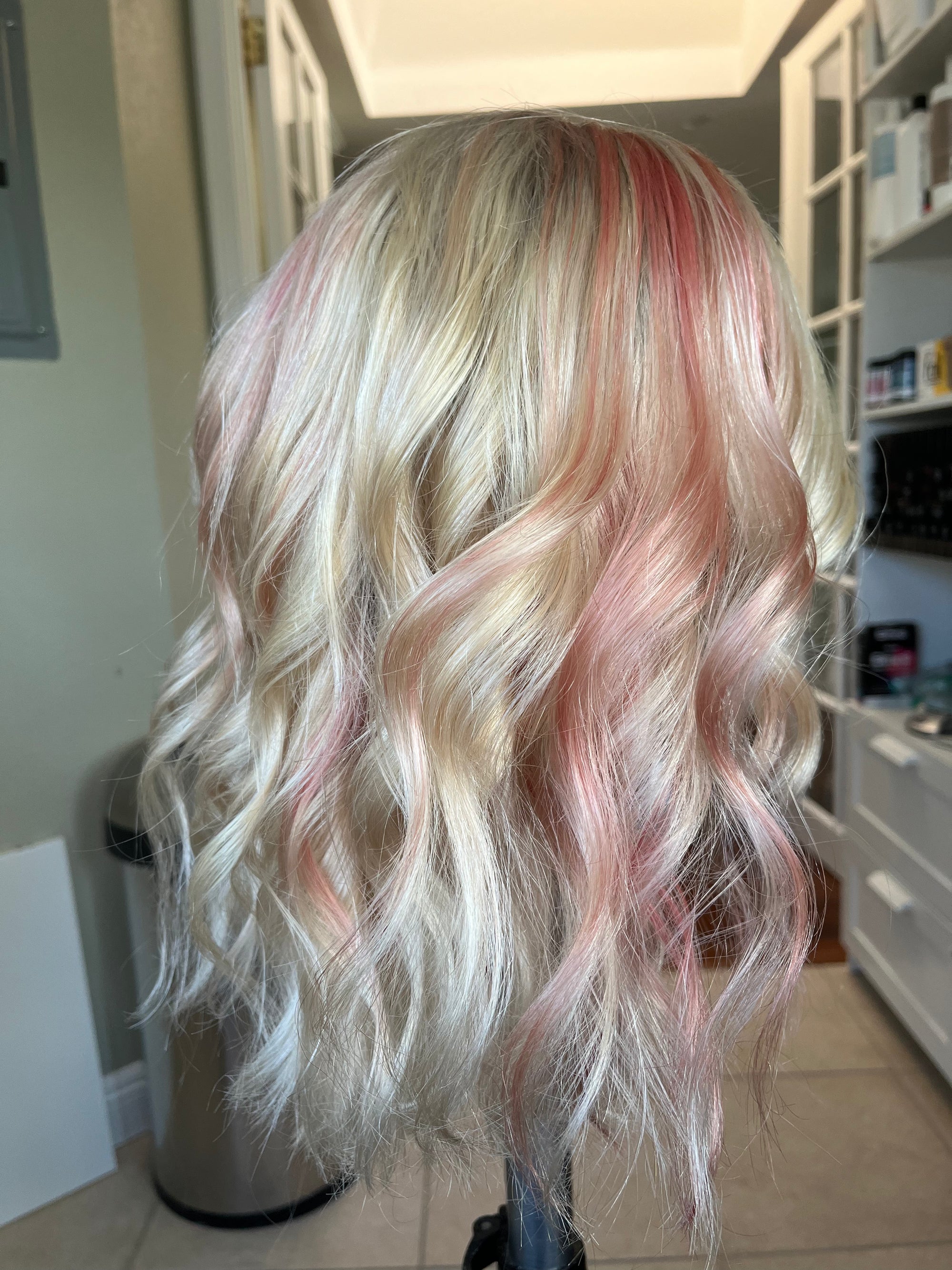 "Pink" 14" Size Large Transparent Lace Frontal No Ear Tabs