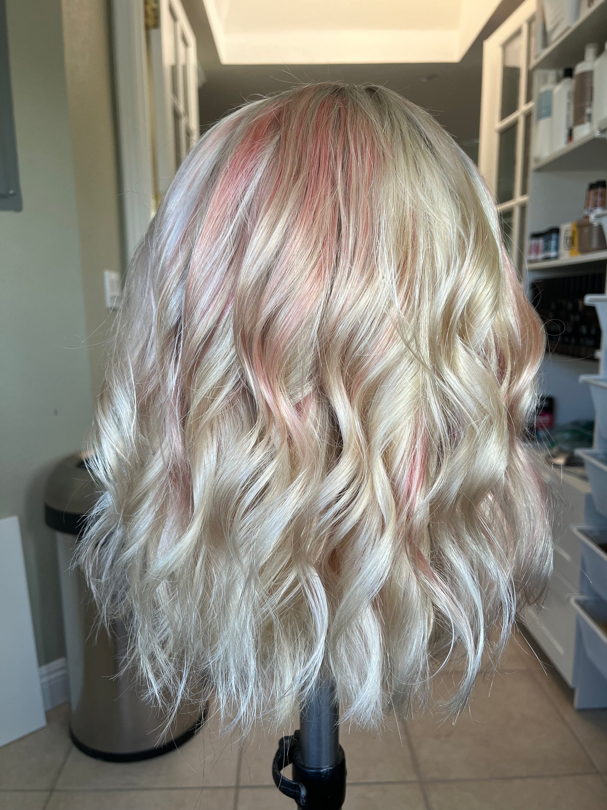 "Pink" 14" Size Large Transparent Lace Frontal No Ear Tabs