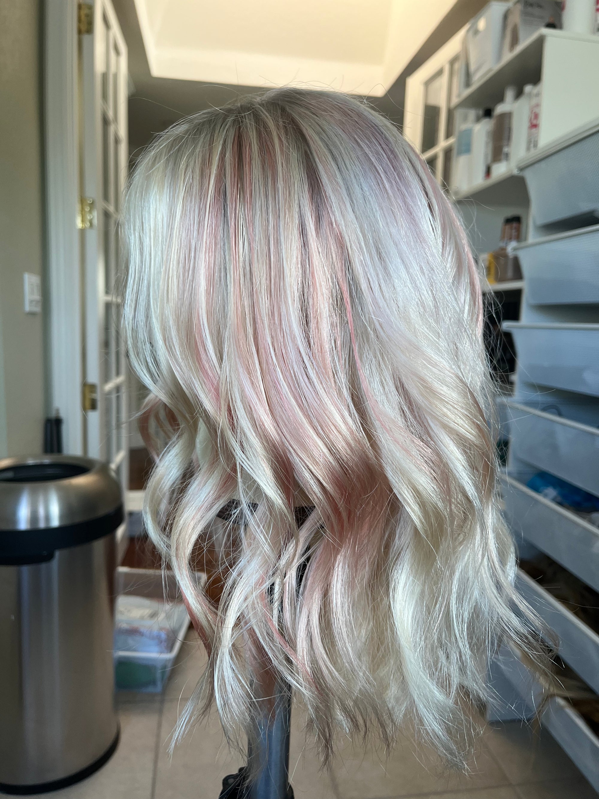 "Pink" 14" Size Large Transparent Lace Frontal No Ear Tabs