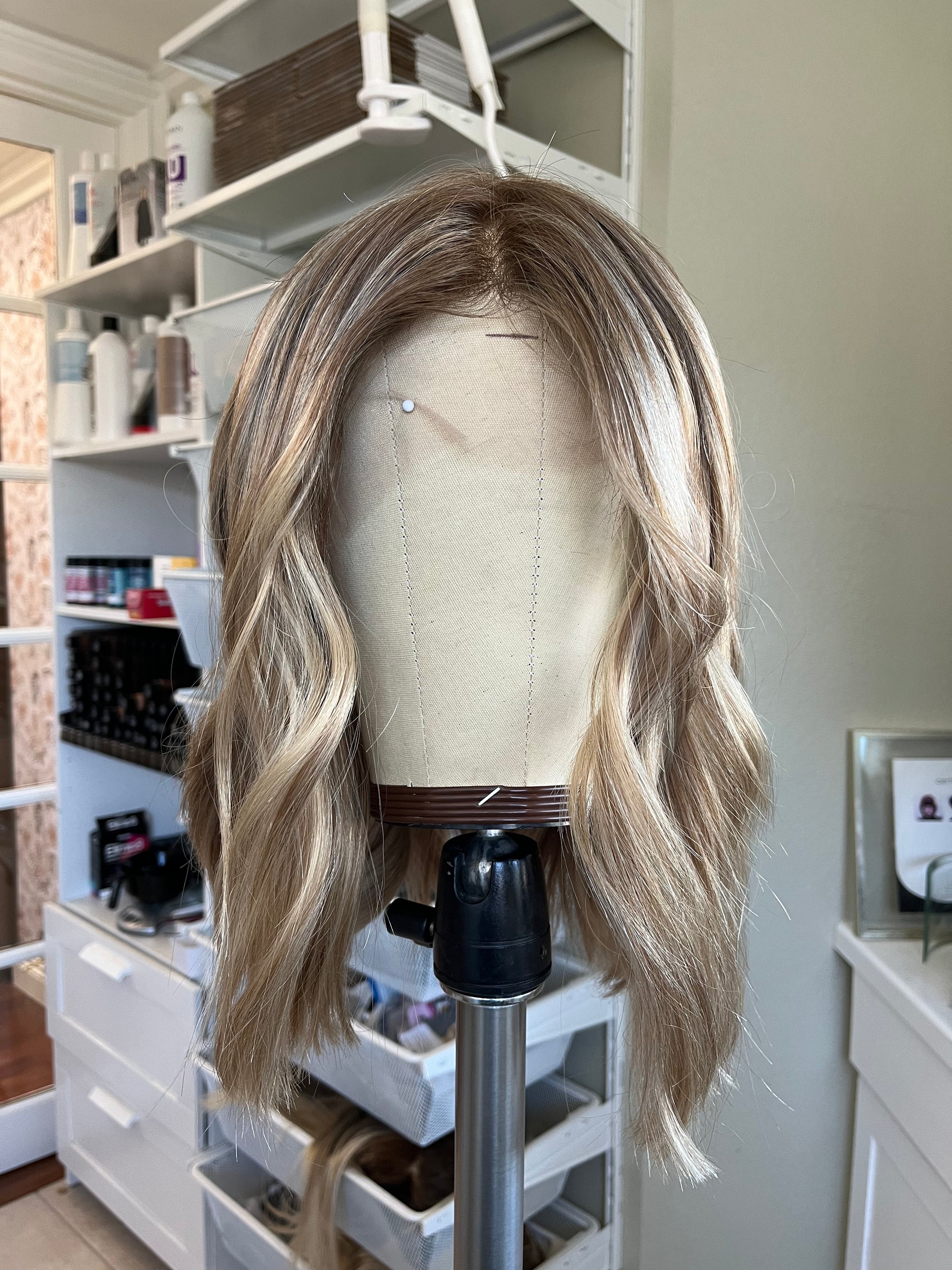 "Lainey" 16' Transparent Lace Front and Top Wig